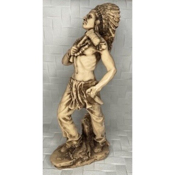 VTG Native American Indian Warrior Tribal Chief Holding Tomahawk /Axe As is 10" - Picture 1 of 14